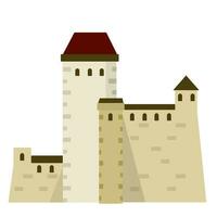 narva slott. fästning av riddare och kung med torn och vägg. turist attraktion i estland. östra europeisk landmärke. medeltida sten citadell. platt tecknad serie illustration vektor