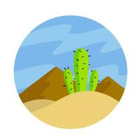Kaktus. Grün Wüste Pflanze. saftig mit Dornen. Element von Süd- Landschaft von Natur. eben Karikatur Illustration vektor