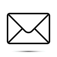 modisch Email Symbol, Botschaft Symbol, Mail Symbol, Posteingang Zeichen, Nachrichtenübermittlung Symbol, Briefumschlag schwarz und Weiss, Brief Senden Botschaft Vektor Illustration