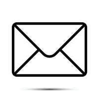 trendig e-post ikon, meddelande ikon, post ikon, inkorg tecken, meddelandehantering symbol, kuvert svart och vit, brev sändning meddelande vektor illustration