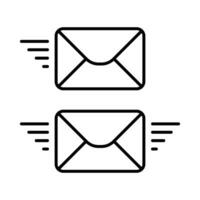 modisch Email Symbol, Botschaft Symbol, Mail Symbol, Posteingang Zeichen, Nachrichtenübermittlung Symbol, Briefumschlag schwarz und Weiss, Brief Senden Botschaft Vektor Illustration