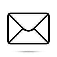 modisch Email Symbol, Botschaft Symbol, Mail Symbol, Posteingang Zeichen, Nachrichtenübermittlung Symbol, Briefumschlag schwarz und Weiss, Brief Senden Botschaft Vektor Illustration