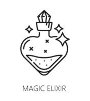 magi elixir, trolldom och magi tunn linje ikon vektor