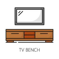 TV bänk möbel ikon, Hem interiör av rum vektor