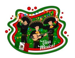 viva Mexiko Papier Schnitt mit Mariachi Musiker vektor