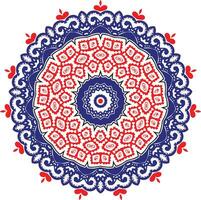 Vektor modern Luxus Mandala Hintergrund zum Dekoration, Drucke, ethnisch im Blau und rot Farbe