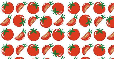 sömlös mönster röd tomater grönsaker skivor på en vit bakgrund. eps10 vektor