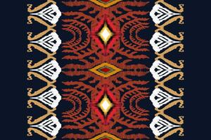 ikat blommig paisley broderi på svart bakgrund.geometrisk etnisk orientalisk mönster traditionell.aztec stil abstrakt vektor illustration.design för