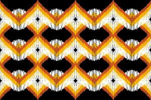 Ikat aztekisch nahtlos Vektor Muster Design. Stoff, Teppich, Ornament, Textil, Dekoration, Hintergrund, auf schwarz Hintergrund.