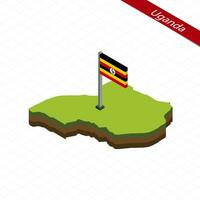 Uganda isometrisch Karte und Flagge. Vektor Illustration.