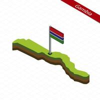 Gambia isometrisch Karte und Flagge. Vektor Illustration.