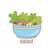 Alphabet s zum Salat Wortschatz Schule Lektion Karikatur Illustration Vektor Clip Art Aufkleber