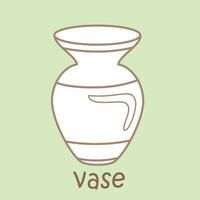 Alphabet v zum Vase Wortschatz Schule Lektion Karikatur Digital Briefmarke Gliederung vektor