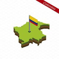 colombia isometrisk Karta och flagga. vektor illustration.