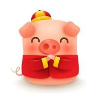 Little Pig with traditional Chinese costume vektor