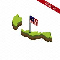 malaysia isometrisk Karta och flagga. vektor illustration.