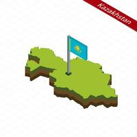Kasachstan isometrisch Karte und Flagge. Vektor Illustration.