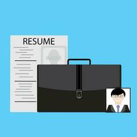 Job suchen, fortsetzen und Foto. Vektor Job Interview, Illustration von Job Jagd und Job Sucher