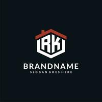 Initiale Brief rk Logo mit Zuhause Dach Hexagon gestalten Design Ideen vektor