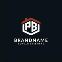 Initiale Brief pb Logo mit Zuhause Dach Hexagon gestalten Design Ideen vektor