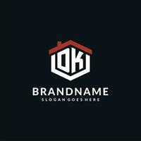 Initiale Brief dk Logo mit Zuhause Dach Hexagon gestalten Design Ideen vektor