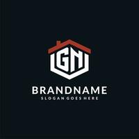 Initiale Brief gn Logo mit Zuhause Dach Hexagon gestalten Design Ideen vektor