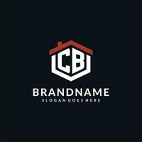 Initiale Brief cb Logo mit Zuhause Dach Hexagon gestalten Design Ideen vektor