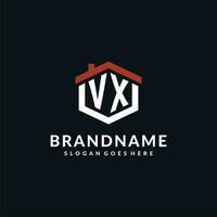 Initiale Brief vx Logo mit Zuhause Dach Hexagon gestalten Design Ideen vektor