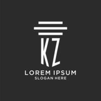 kz initialer med enkel pelare logotyp design, kreativ Rättslig fast logotyp vektor