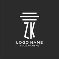 zk initialer med enkel pelare logotyp design, kreativ Rättslig fast logotyp vektor