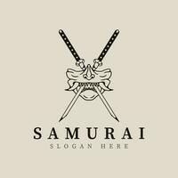 Samurai Maske Linie Kunst Logo Vektor Illustration Vorlage Design.