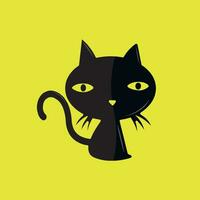 vektor illustration av söt svart katt tecknad serie