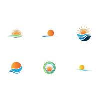 soluppgång logotyp mall. vektor illustration ikon logotyp mall Sol över horisont