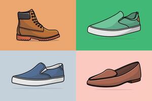 Fitness Turnschuhe Satz, Mode Schuhe zum Ausbildung Laufen Schuh Vektor Illustration.