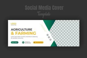 Landwirtschaft und Landwirtschaft Bedienung Sozial Medien Startseite oder Post und Netz Banner Design Vorlage mit geometrisch Grün Gradient Farbe Formen vektor