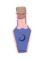 rosa Flasche mit einem lila Trank auf weißem Hintergrund vektor
