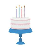 Geburtstagstorte mit Kerzen in verschiedenen Farben vektor