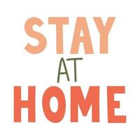 stanna hemma söt affisch med orange färg vektor