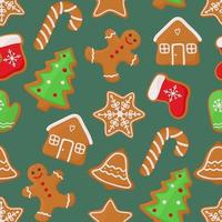 Weihnachten nahtlose Muster mit Lebkuchen. isolierte Vektorgrafik vektor
