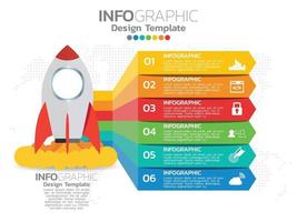 Infografik Template Design mit 6 Farboptionen. vektor