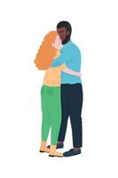 Interracial Paar umarmt flache Farbvektor detaillierte Zeichen vektor