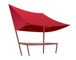 östra basaren tomma röda tält tecknad vektorillustration. tom sommarmässa, marknadsplatsdisk med tält och bordsfärgobjekt. souk baldakin, vitrin med markis isolerad på vitt vektor