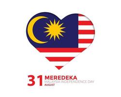 malaysia unabhängigkeitstag herz flagge vektor