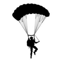 Fallschirmspringer fliegend mit Fallschirm Silhouette. Vektor Illustration