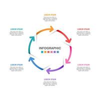 Infografik Zyklus 6 Pfeile zu das Erfolg Design Vorlage. Vektor Illustration.