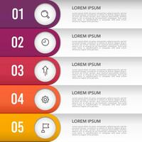 Infografik 5 Schritte mit Symbole zu Erfolg. Geschäft Präsentation. Vektor Illustration.