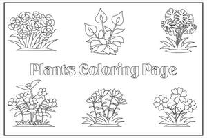 süß Sammlung von Innen- Zimmerpflanzen im dekorativ Blumen zum Ihre Kinder Färbung Seiten vektor