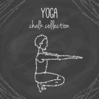 Vector yoga poses. Chalck illustrations on blackboard. International yoga day.