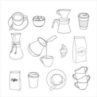 uppsättning av kaffe ikoner i linje konst design för kaffe affär mall eller kaffe dag kampanj vektor