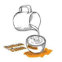 Vektor Illustration von Kaffee Sein gegossen mit Milch zu machen Espresso zum Kaffee Tag Kampagne